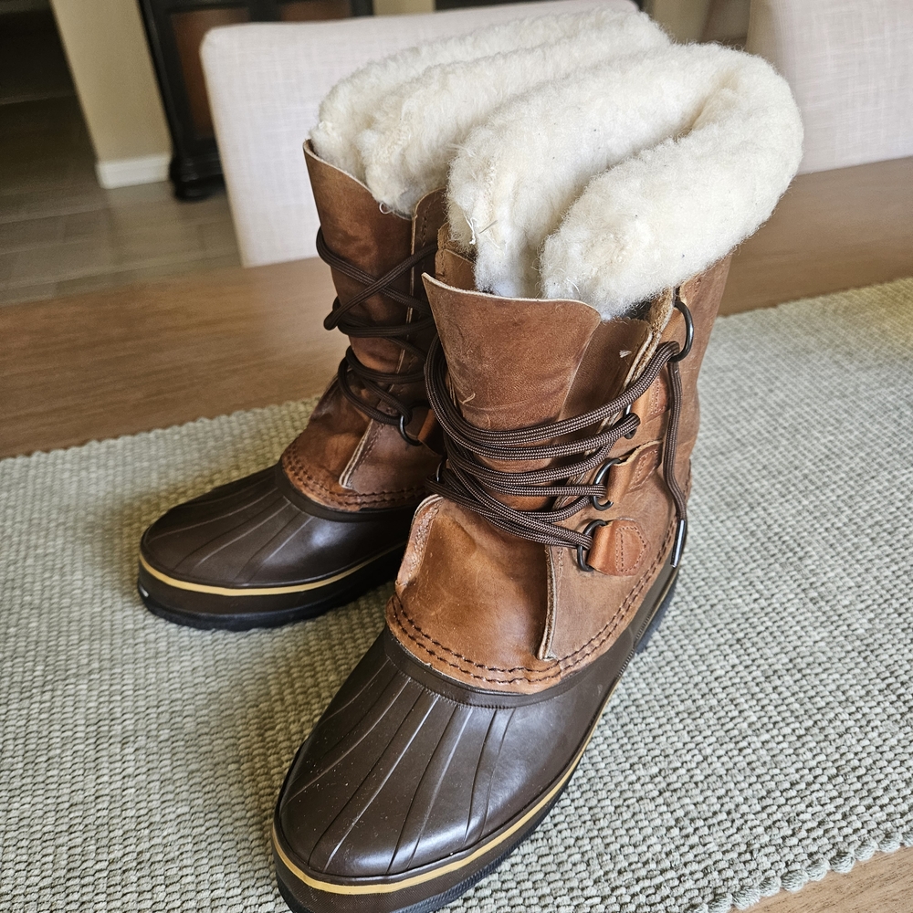 Sorel Alpine Boots Womens 7 Brown Leather Wool Lined Duck Boots Snow Winter Lace